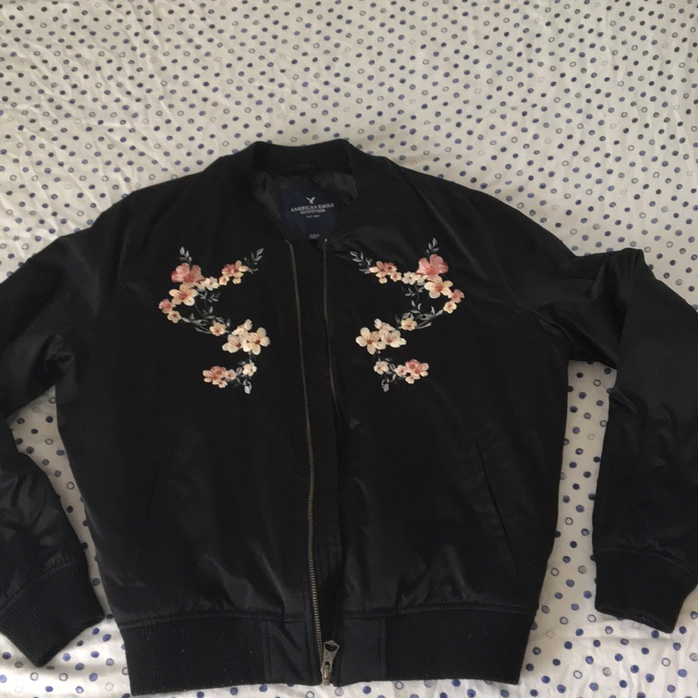 American Eagle floral bomber jacket